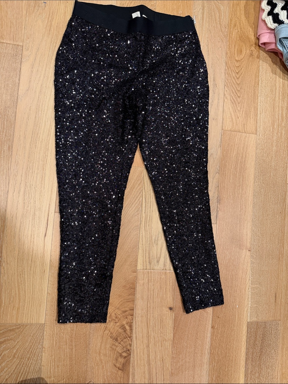 GAP Black Sequin Ankle Pants side zip medium